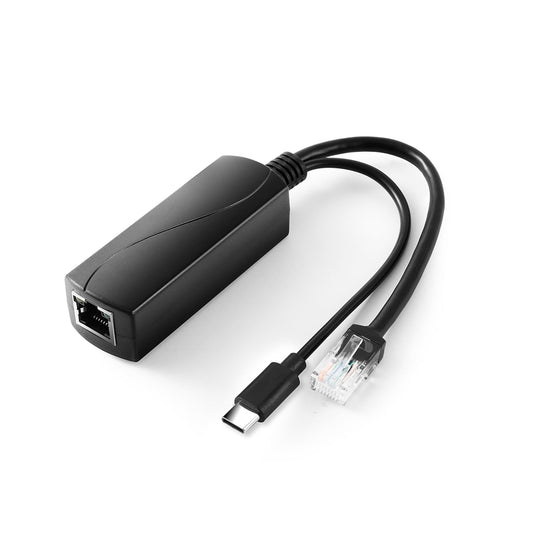 Type C PoE Splitter - 5V 2.4A Output, IEEE 802.3af Standard, 10/100Mbps for Type C to RJ45 Port Power Over Ethernet Adapter (TYPEC0502 Black)