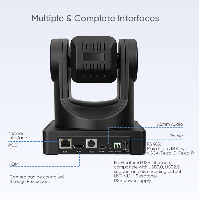 SMTAV 12x Optical Zoom, and 16x Digital Zoom,high-Speed PTZ, HDMI Output,H.265 Support Full HD Video Conference Cameras