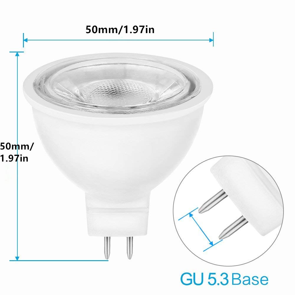 MR16 LED Light Bulbs G5.3 Base 5W Light Bulbs 6000K Spotlight, Non-Dimmable,110V, 5W LED Replacement for 50W Halogen Bulbs for Track Recessed Down