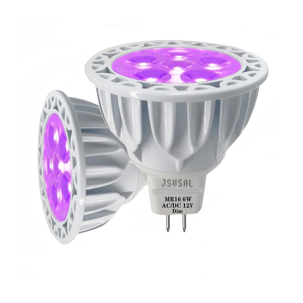 JSVSAL LED Black Light Bulb,MR16 GU5.3 Base,6W12V,Dimmable,2-Pack