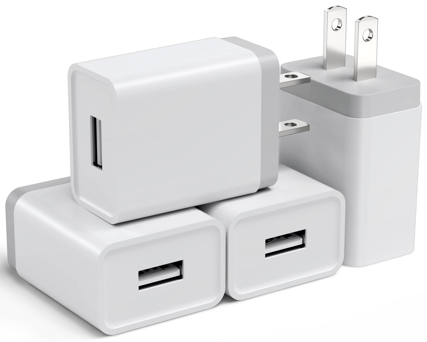 Cube Compatible USB Wall Charger Block - 12W 4 Pack, 2.4A/5V Power Adapter for iPhone 13 12 11 Pro Max SE XS XR X 8 7 6 6S Plus, Samsung, LG, Moto