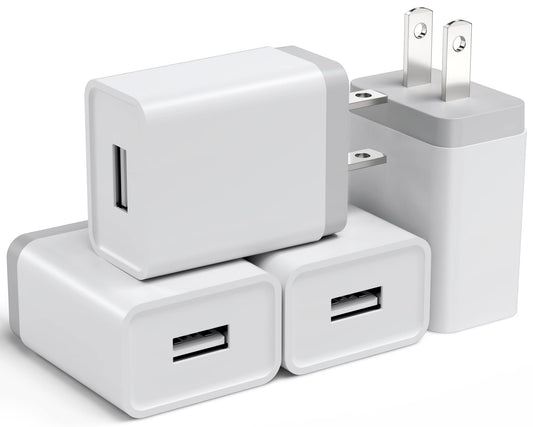 Cube Compatible USB Wall Charger Block - 12W 4 Pack, 2.4A/5V Power Adapter for iPhone 13 12 11 Pro Max SE XS XR X 8 7 6 6S Plus, Samsung, LG, Moto