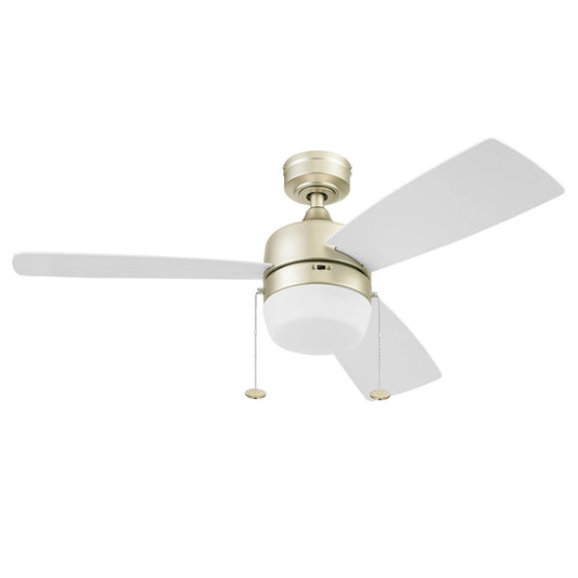 Honeywell Ceiling Fans Barcadero 44 Inch LED Indoor Ceiling Fan with Light, Pull Chain, Reversible Motor, 3 Dual Finish Blades, Soft Gold