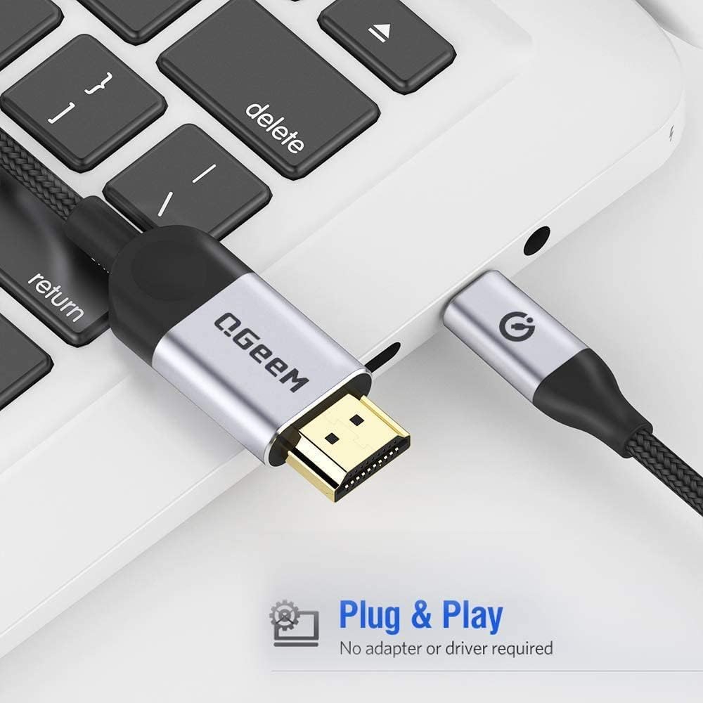 QGeeM USB C to HDMI Cable Adapter 6FT 4K, USB Type C to HDMI Thunderbolt 3/4 Compatible for iPhone 16, Galaxy, MacBook Pro/air, IPad pro, Surface,Dell