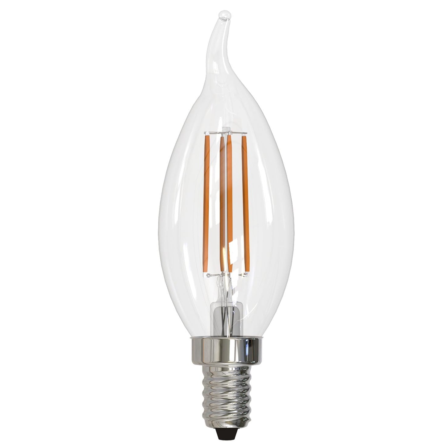 Sunlite LED Filament CA11 Flame Tip Chandelier Light Bulb, 5.5 Watts (60W=), 600 Lumens, Candelabra Base (E12), Edison Style, 90 CRI, Dimmable, UL