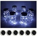 Decorman Solar Mason Jar Lid Lights, 6 Pack 20 LED Waterproof String Fairy Star Firefly Jar Lids Lights for Patio Garden Yard Lawn Party Wedding