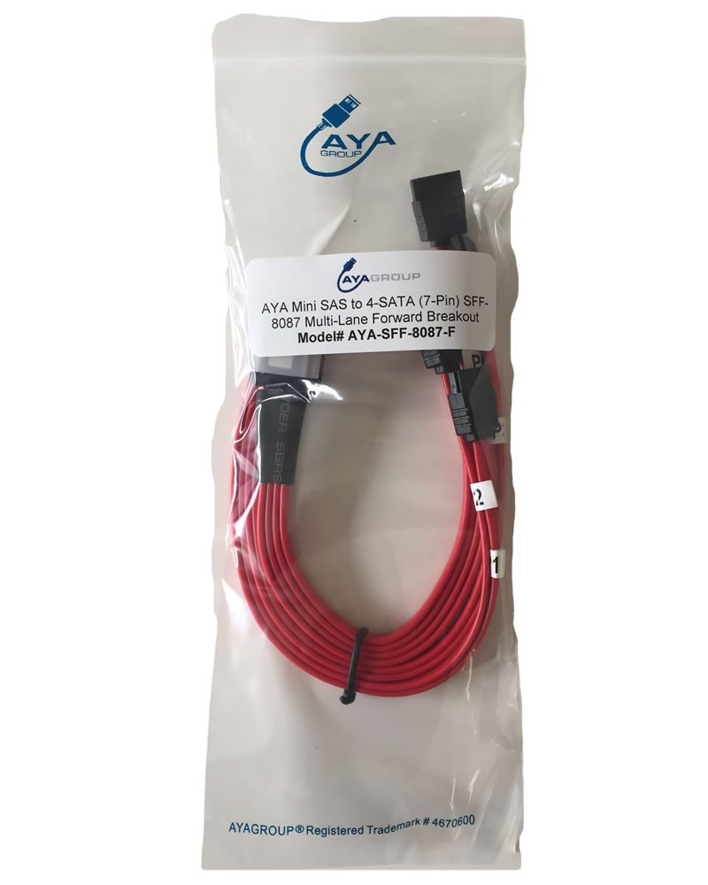 AYA Mini SAS to 4-SATA (7-Pin) SFF-8087 Multi-Lane Forward Breakout Internal Cable 19 Inch