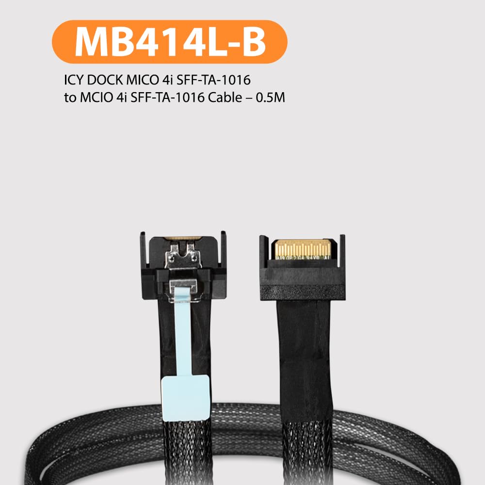 ICY DOCK Mico 4I SFF-A-1016 To Mcio 4I SFF-TA-1016 Cable - 0.5M - MB414L-B