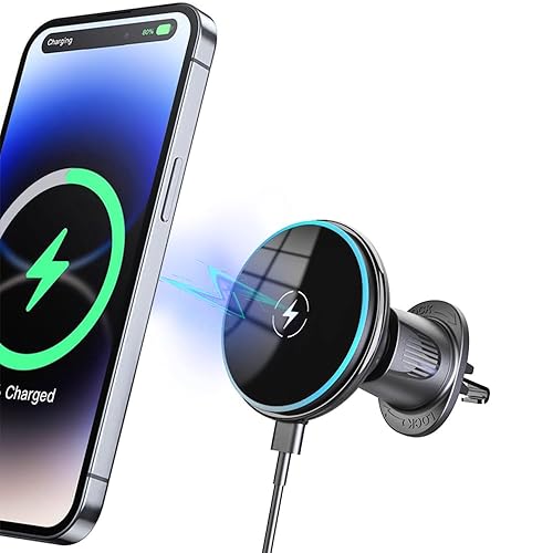 MagSafe Car Mount Charger - 15W Magnetic Wireless Car Charger Vent Dashboard, 360° Rotation Magnetic Phone Holder for Car Charging HandsFree
