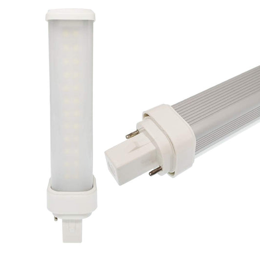 2pcs 9W G24d 2P LED Bulb E-Simpo Horizontal Recessed 6.2"/158mm 800-1000lm 2U Retrofit CFL PL-C 18W Equivalent 180D Beam Pin Base LED Plug-in Bulb