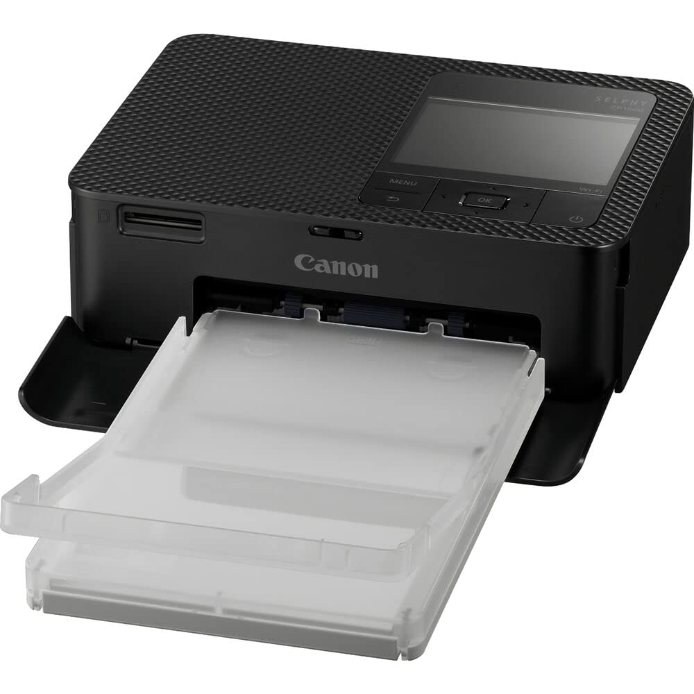 Canon SELPHY CP1500 Compact Photo Printer | Black with 2 x KP-108IN Color Ink and Paper Set (3 Items)