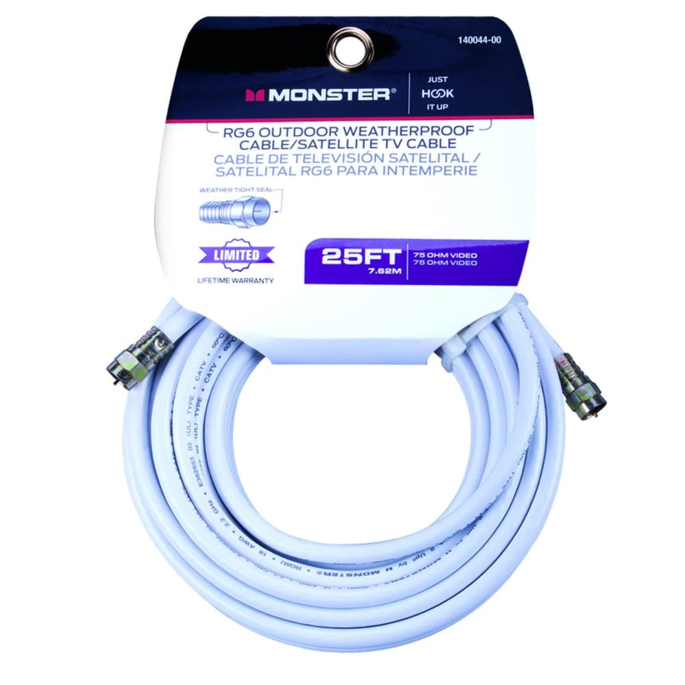 Monster Cable Video Coaxial Cable Digital 75 Ohm 25 ' Carded