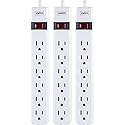 Staples 6?Outlet Power Strip - 6 ft. Extension Cord for Home, Office & Dorm Room Use, White, 3?Pack