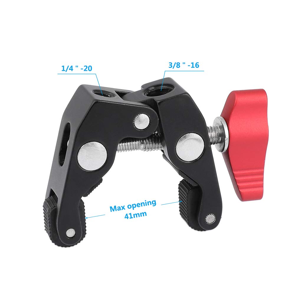 Kayulin Crab Clamp Holder with 1/4" Screw Adapter for Studio Flash Light Camera Tripod (Red, 2 Pieces)