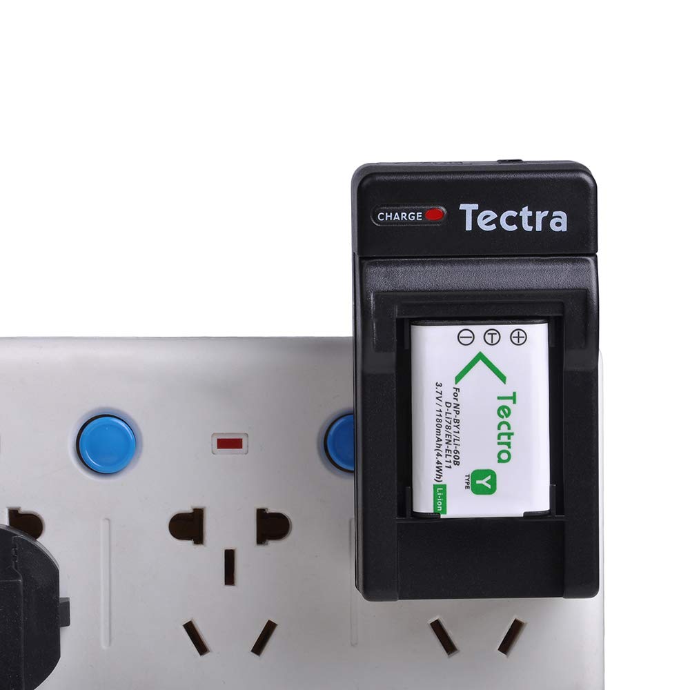 Tectra 2-Pack Battery and Charger Kit for NP-BY1 EN-EL11 LI-60B D-Li78 Compatible with Nikon Coolpix S550 S560 Sony Action Cam Mini HDR-AZ1VR AZ1 AZ1V