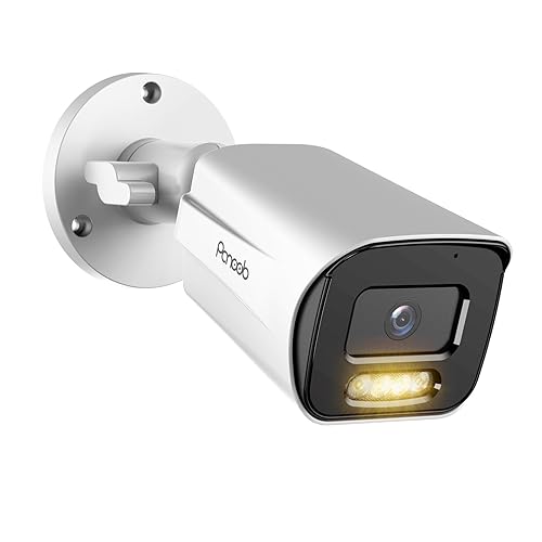 PANOOB 5MP IP Bullet PoE Camera with Smart Dual Lights Full Color Night Vision, Wired HD Video Surveillance Security Camera Outdoor, 2-Way Audio Talk