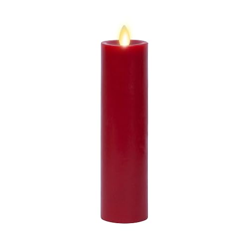Luminara Classic Slim Flameless LED Candle, Burgundy 2" x 7.9", Battery Operated Moving Flame Pillar w/Timer, Safe Realistic Wax Candle, Home Decor
