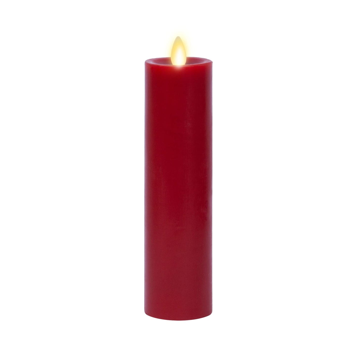 Luminara Classic Slim Flameless LED Candle, Burgundy 2" x 7.9", Battery Operated Moving Flame Pillar w/Timer, Safe Realistic Wax Candle, Home Decor