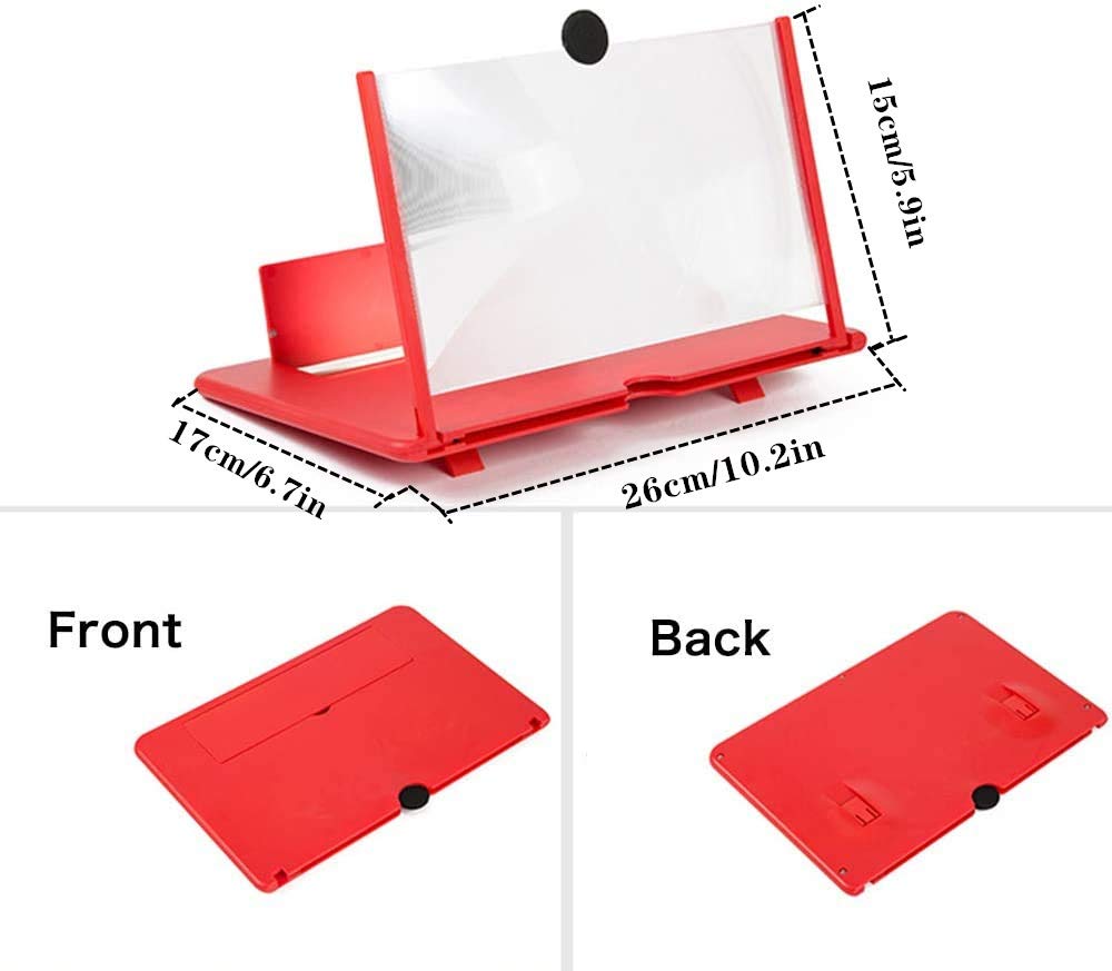 3D Screen Magnifier 12-inch HD Mobile Smartphone Video Magnifier Support X / 8/8 Plus / 7/7 Plus / 6 / 6s / 6 Plus / 6s Plus and All Other Smartphones
