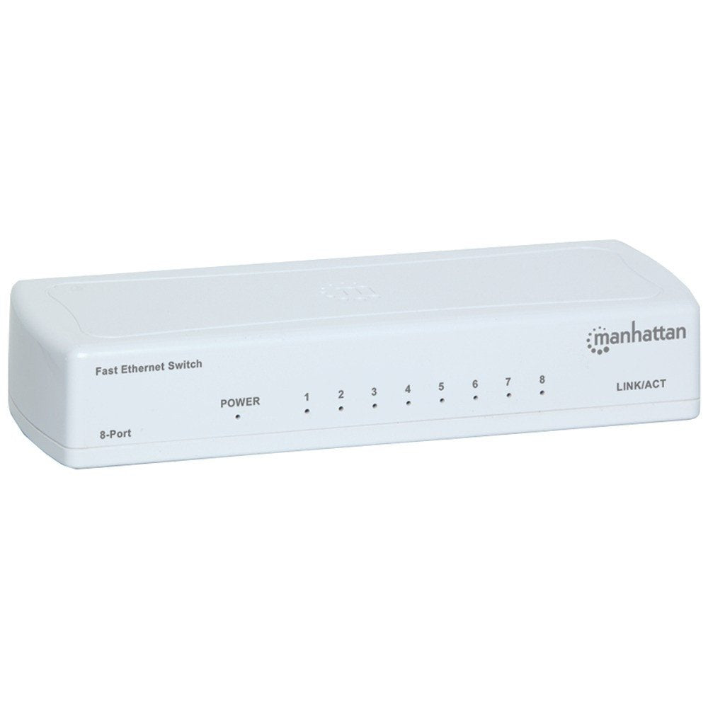 Manhattan 8-Port Gigabit Ethernet Unmanaged Essentials Switch - Home Network Hub, Office Ethernet Splitter, Plug-and-Play, Silent Operation, Desktop