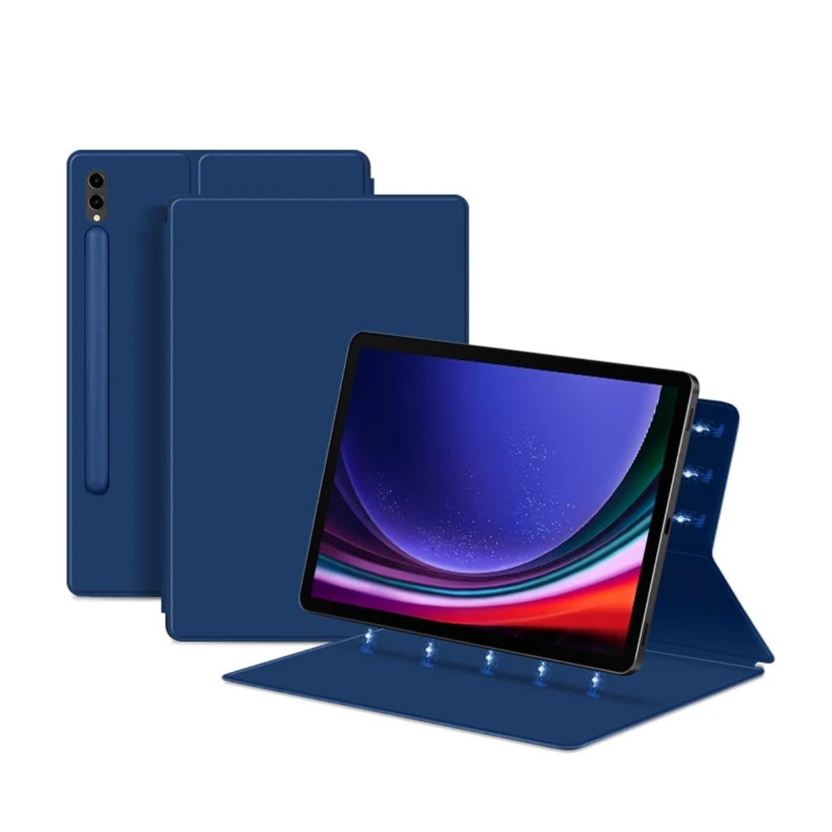Magnetic Case for Samsung Galaxy S9, S8, Ultra Case, Tablet Cover for Galaxy Tab S7, S9 FE Plus, Slim Protective Leather Case (Blue, S9 Ultra 14.6