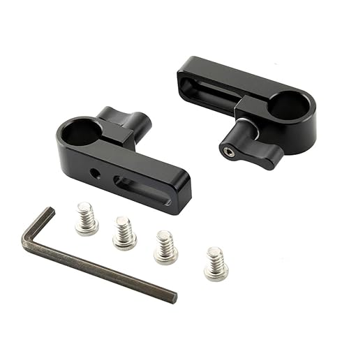 NICEYRIG 15mm Single Rod Holder with Counter Bore, Camera Rod Rail Extension EVF Mount for Cage/Plate/Handle [ Pack of 2 ]