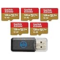 SanDisk 128GB MicroSD Extreme Memory Card (5 Pack) Memory Card for DJI FPV Drone (SDSQXAA-128G-GN6MN) Class 10 4K V30 UHS-I U3 A2 SDXC Bundle with (1)