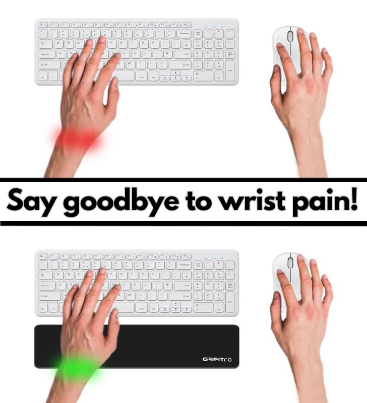 GRIFITI Slim Wrist Pad 17" x 4" x 0.25" Wrists Rest Pads for Standard Computer Keyboards - Ergonomic Keyboard Support Accessories & Carpal Tunnel