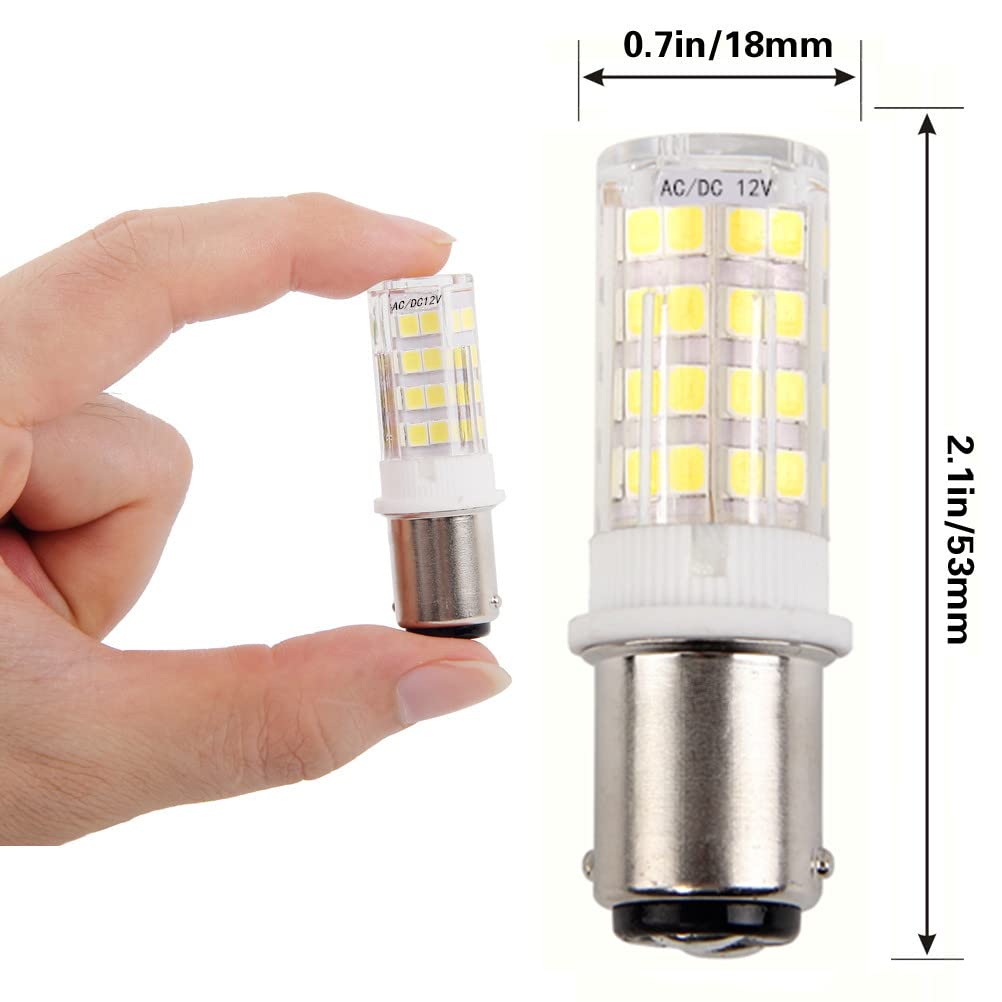 HRYSPN 5W Ba15d LED Light Bulb 12V 24V Daylight White 6000K 35W Equivalent, Double Connect SBC Bayonet LED Replacement Lamp for Interior RV Camper