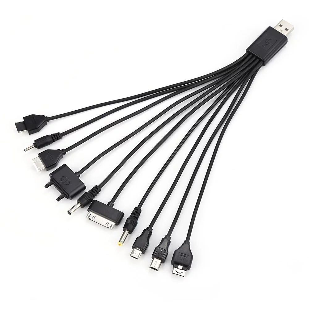 WaigN 10 in 1 USB Multi Charger Cables Universal Charger, for Mobile Phones Cord 20CM/7.87in, Universal Chargers for All Devices10 in 1 USB Cable