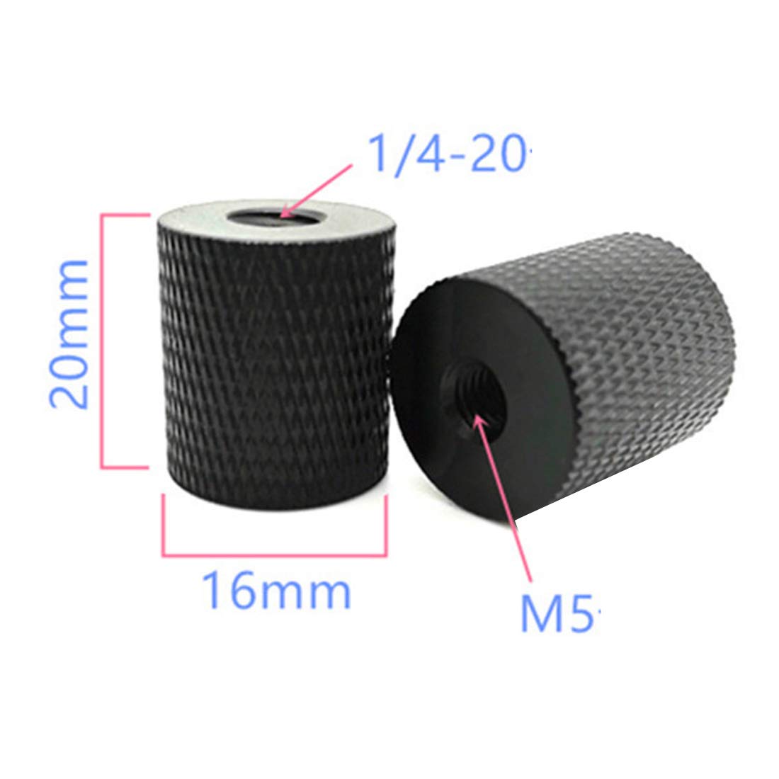 FEICHAO 2Pack Tripod Nut 1/4 Female to 1/4 M4 M5 M6 M8 Female Adapter Screw for Camera Tripod Gimbal Conversion Nut (1/4 to M5)