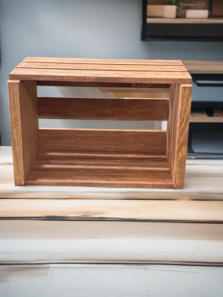Darla'Studio 66 Cherry Stained 45 RPM Record Holder Wood Crate