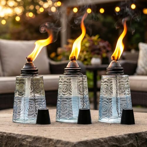 Seraphic Citronella Torches for Outside Patio Table Top Decor, Clear