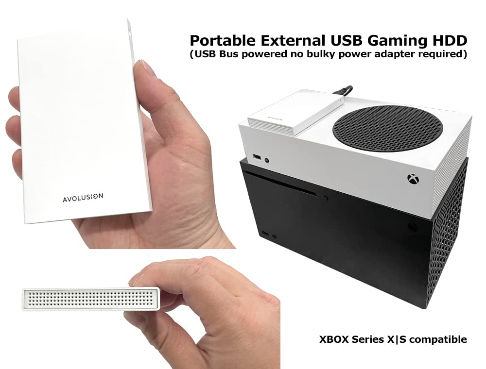 Avolusion HD250U3-WH 2TB USB 3.0 Portable External Gaming Hard Drive (for Xbox Series X|S, Pre-Formatted) - 2 Year Warranty