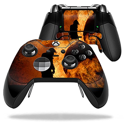MightySkins Skin Compatible with Microsoft Xbox One Elite Controller - Fire Fighter | Protective, Durable, and Unique Vinyl wrap Cover | Easy