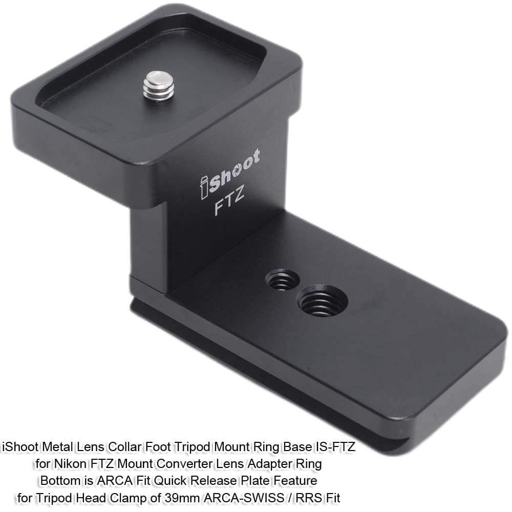 iShoot Lens Collar Replacement Foot Tripod Mount Ring Base Compatible with Nikon FTZ Mount Converter Lens Adapter Ring, Lens Support Holder with Arca