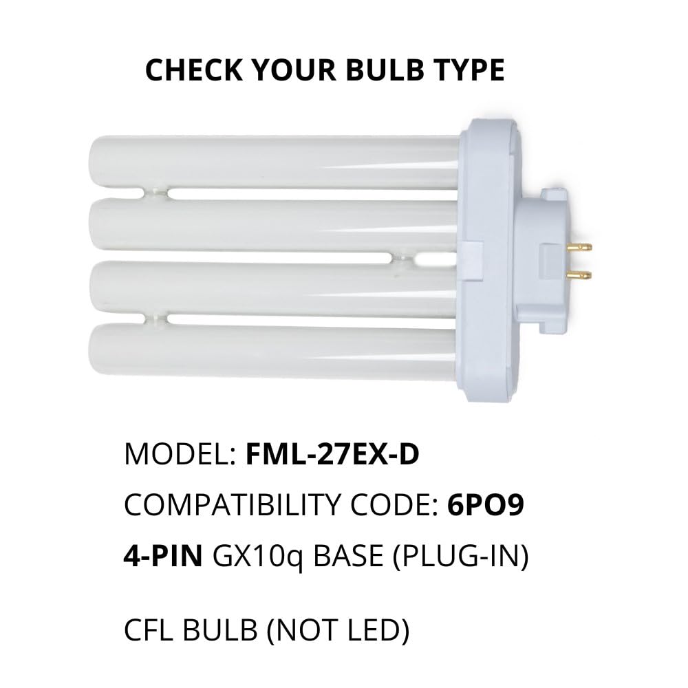 WYZBEN Bulb Replacement Lamp Compatible with Lights of America - FML-27EX-D (9024B) 27W 6PO9 4-Pin GX10q Base 6500K Full Spectrum Daylight CFL
