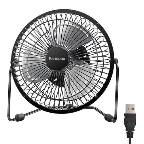 Fanspex 6" Small USB Desk Fan for Home Office Bedroom Desktop, Black