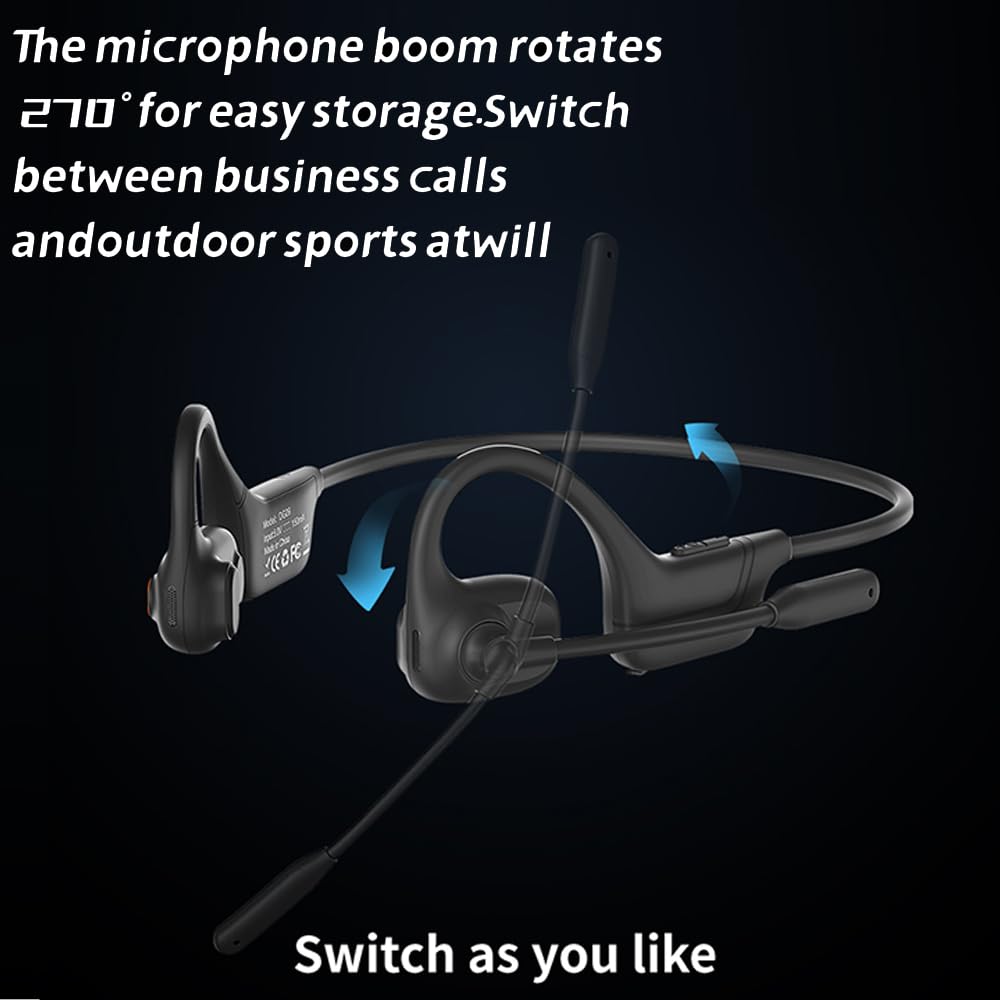 AYI Open Ear Air Conduction Bluetooth Headphone Dual Mic Rotatable Boom Mic Active Noise Cancellation IPX5 Waterproof Bluetooth 5.4 Pain-Free Design…