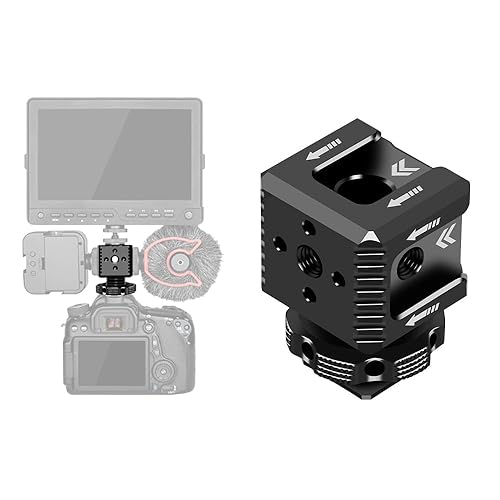 EaxanPic Triple Cold Shoe Mount Bracket, Camera Hot Shoe Mount Adapter with 1/4" Screw Holes for Flash Light Monitor Video Mic Compatible with Canon