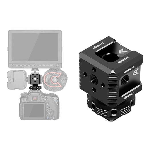 EaxanPic Triple Cold Shoe Mount Bracket, Camera Hot Shoe Mount Adapter with 1/4" Screw Holes for Flash Light Monitor Video Mic Compatible with Canon