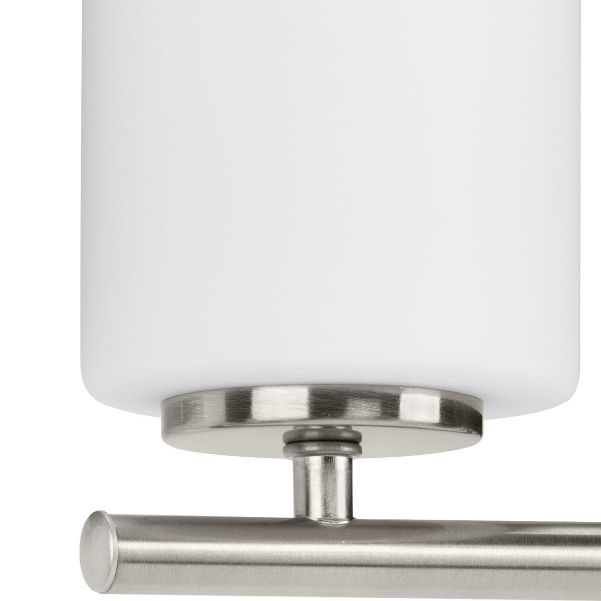 Replay Collection 2-Light Etched White Glass Modern Bath Vanity Light Brushed Nickel