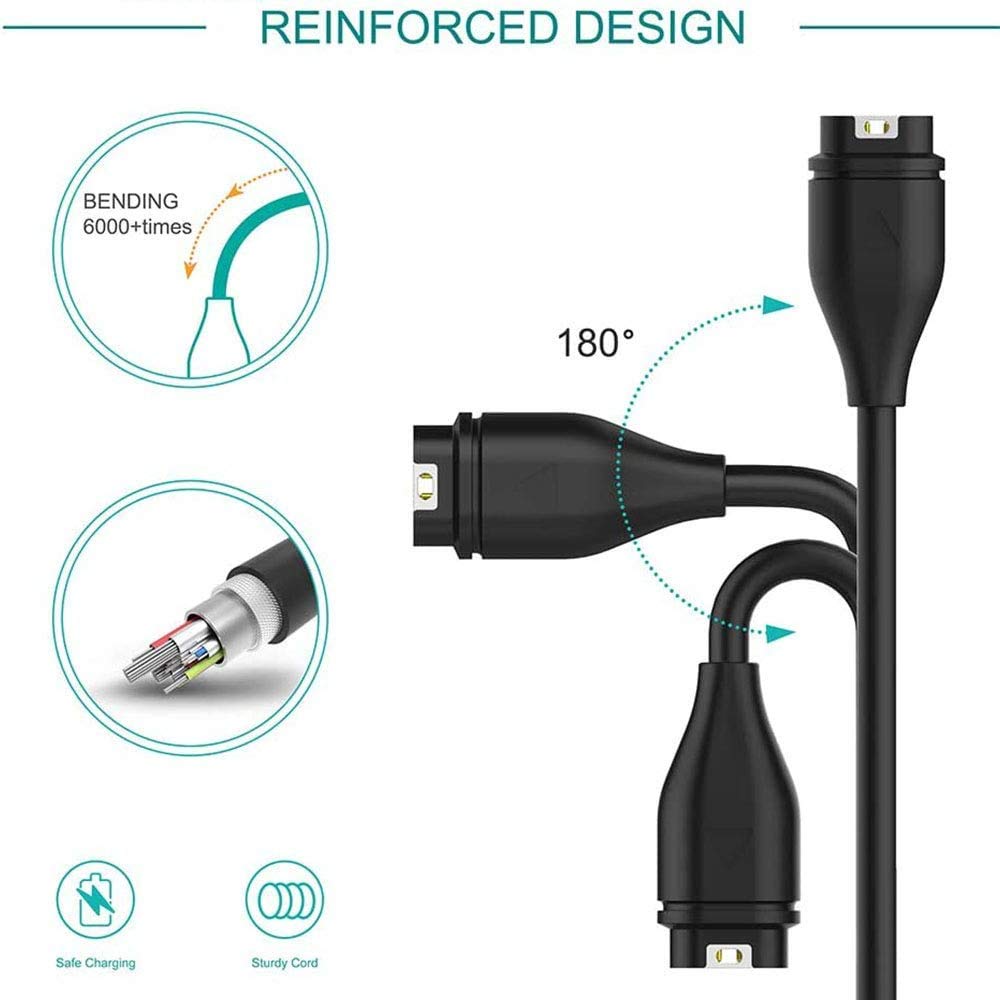 Zes Watch Charger Cable, Replacement USB Data Sync Charger Cable for Garmin Fenix 5 5S 5X 6 6S 6X Plus, Forerunner 935 945 45 245 Music, Approach S10