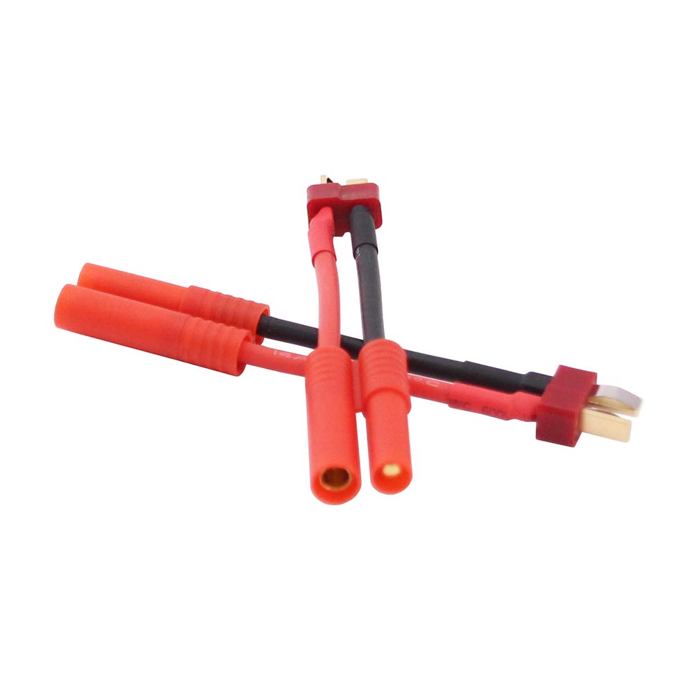 BDHI 3pcs T Plug Male to HXT 4.0mm Female Bullet Connector Adapter Cable - 14awg 5cm Wire(B142-3)