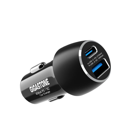 Gigastone USB C Car Charger 45W/6A Fast Car Charger Adapter, PD3.0 & QC3.0, Dual Port, Super Mini, Compatible with iPhone 15, 14,13,12,11,X,SE,8