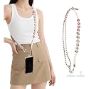 Huacuesy Bohemian Style Phone Lanyard Crossbody - Adjustable Length Handwoven Gradient Flower Phone Strap Crossbody(Cherry blossom)