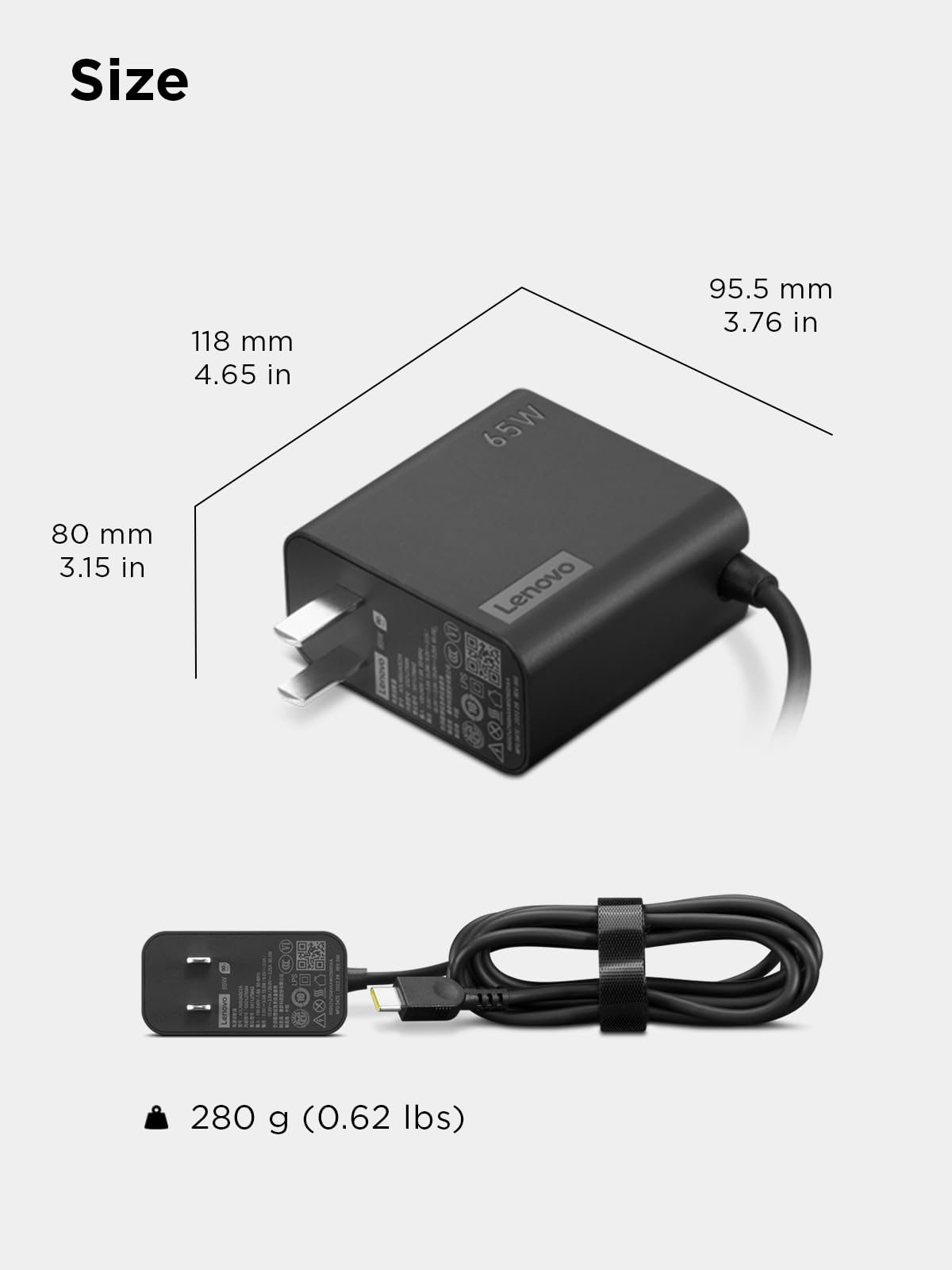 Lenovo USB-C 65W Wall Charger - PD 3.0 - Power Adapter for Laptop, Tablet, Notebook, USB-C Compatible Devices - Slim, Light and Portable with 6.5 Foot