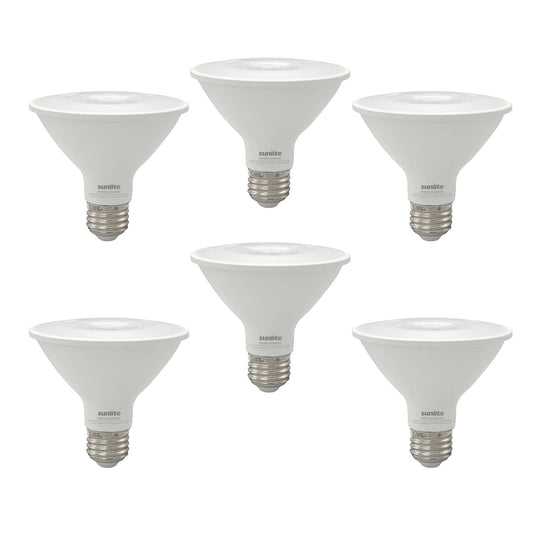 Sunlite LED PAR30 Reflector Light Bulb, 9 Watts (75W=), 750 Lumens, Medium E26 Base, 90 CRI, Dimmable, Floodlight, Title-20 Compliant, ETL Listed, 6
