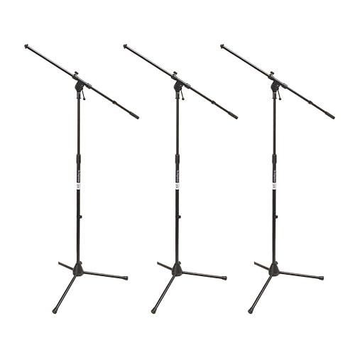 On Stage MS7701B Euro Boom Microphone Stand Bundle (Black) (3 Items)