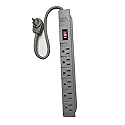 Topzone 6 Outlet 1.5Ft Safety Circuit Breaker Angle Electrical Wall Plug AC Wall Power Strip Switch Adapter ETL Listed(Gray)